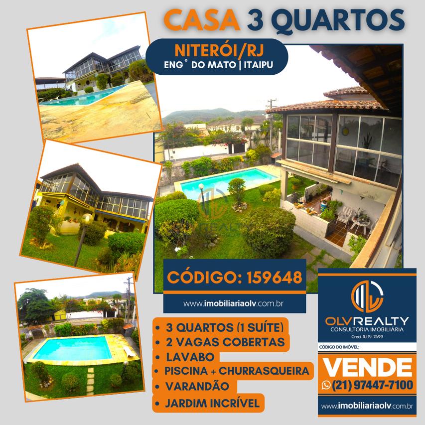 Linda Casa de esquina com 3Q, suíte, piscina no Engenho do Mato | Niterói/RJ Rua dos Jequitibas  Niterói - 