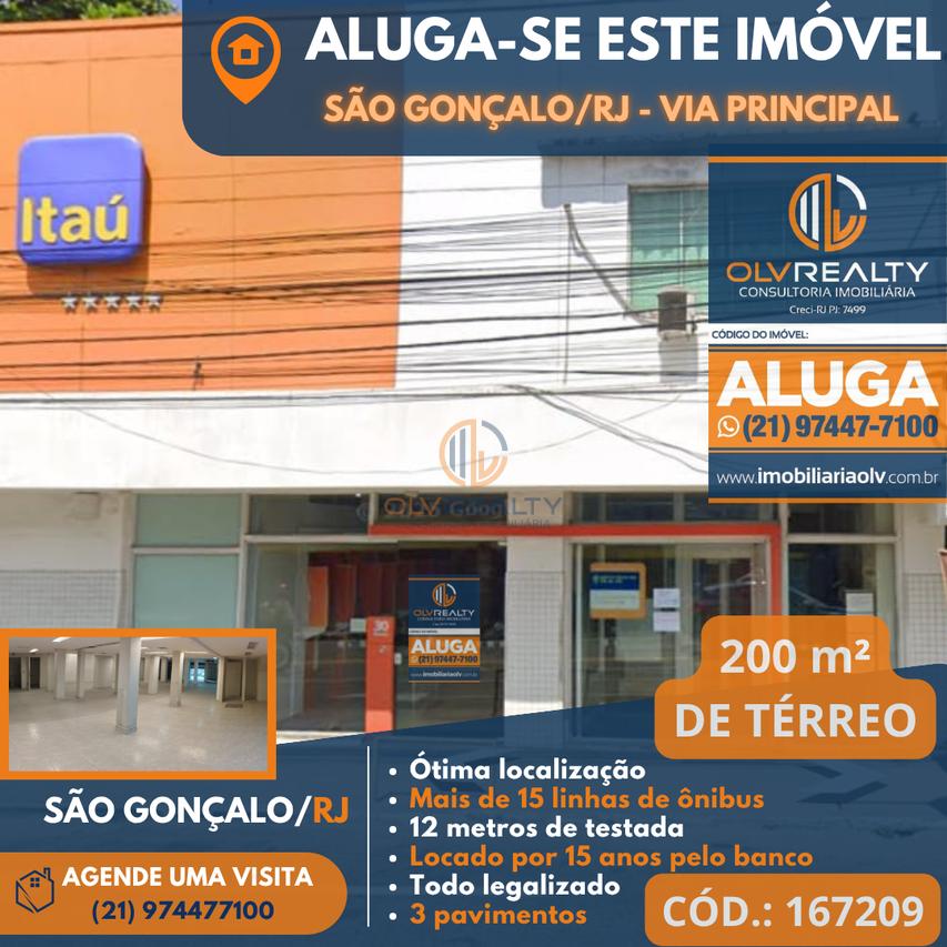 Loja para Locação em São Gonçalo/RJ - Salão térreo com 200m²  São Gonçalo - 