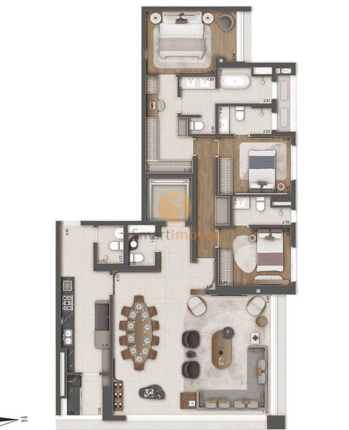 157m² | 3 suítes Opção