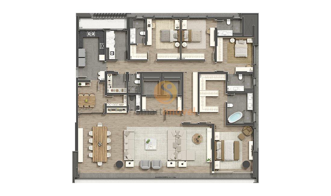 314m² Sala e Suíte Ampliados