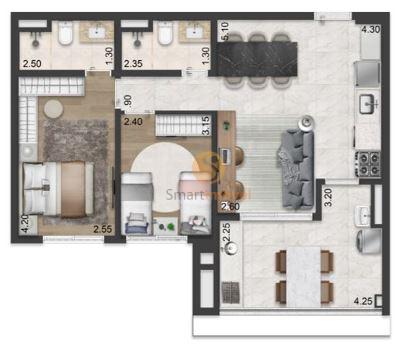 69m² - Apto
