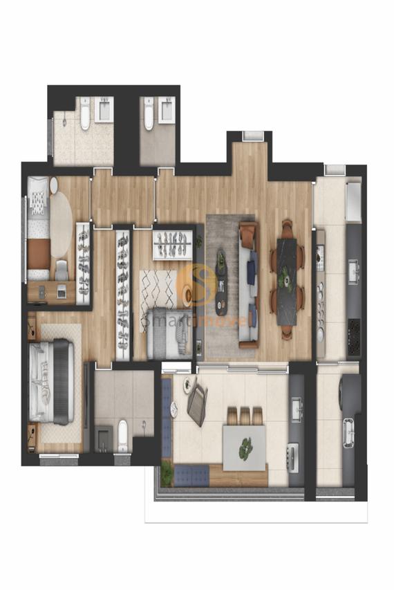 Planta 97m 3 dormitorios
