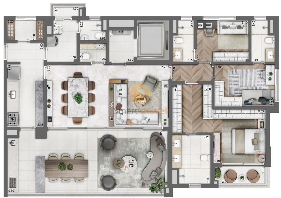 Planta 166m² - Opção