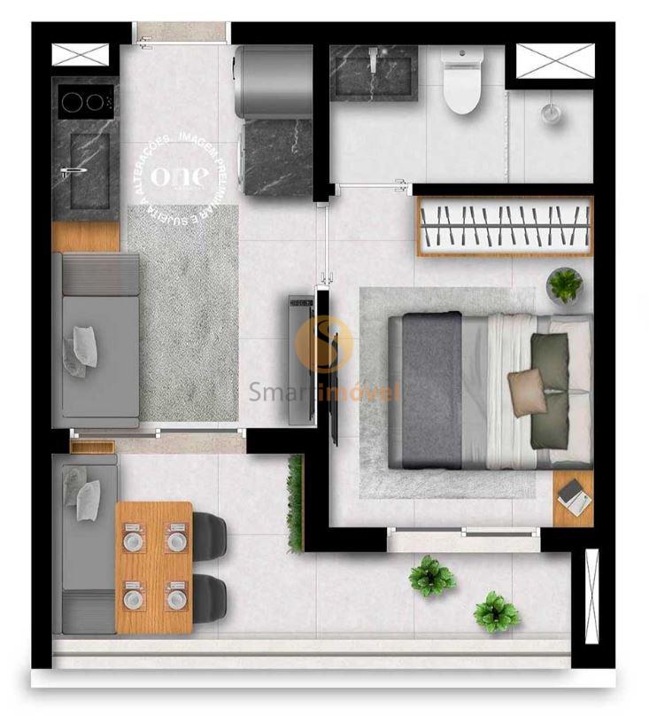 30m² - 1 dormitório