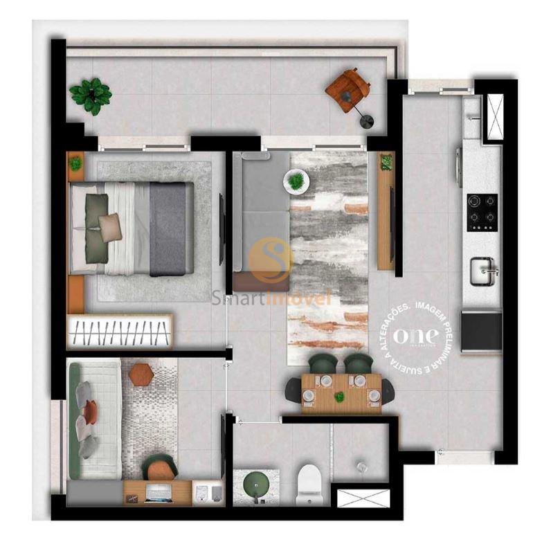 47m² - 2 dormitórios, com vaga