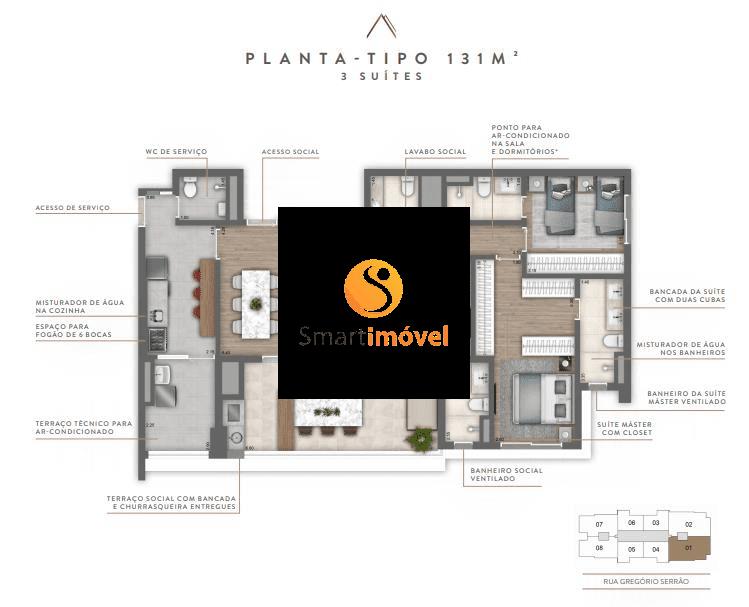 131m² 3 Suítes - Tipo