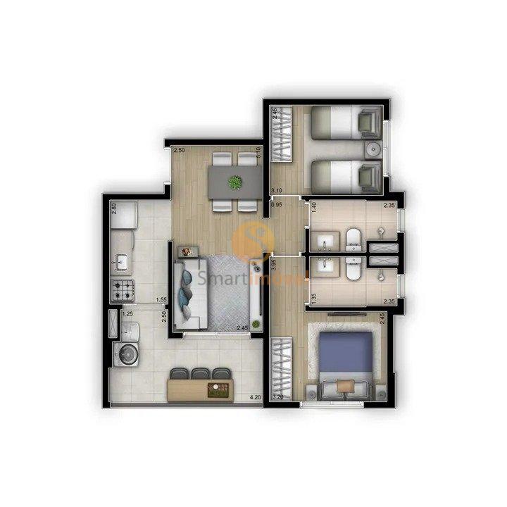 Planta 60m² - 2 dormitórios
