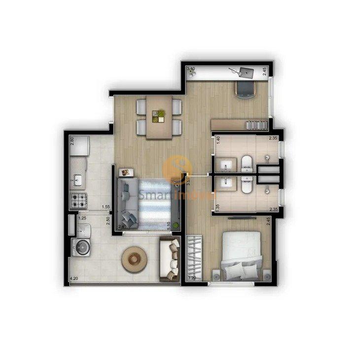 Planta 60m² - 1 suíte