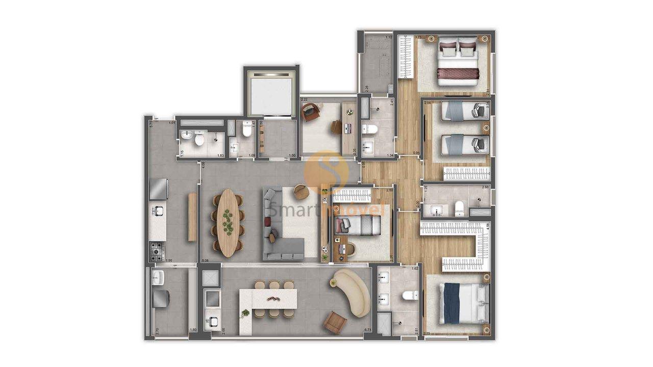 Planta 147m² - 4 dormitórios