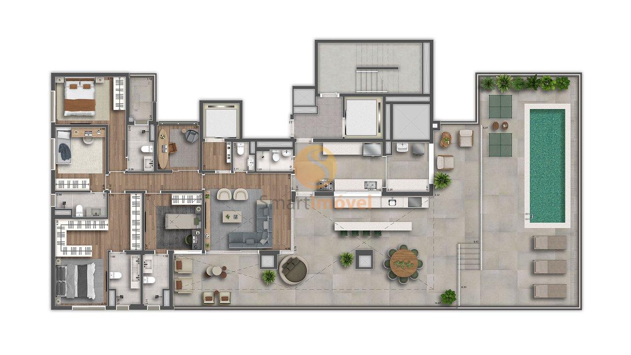 Planta 296m² - PentHouse com 3 suítes
