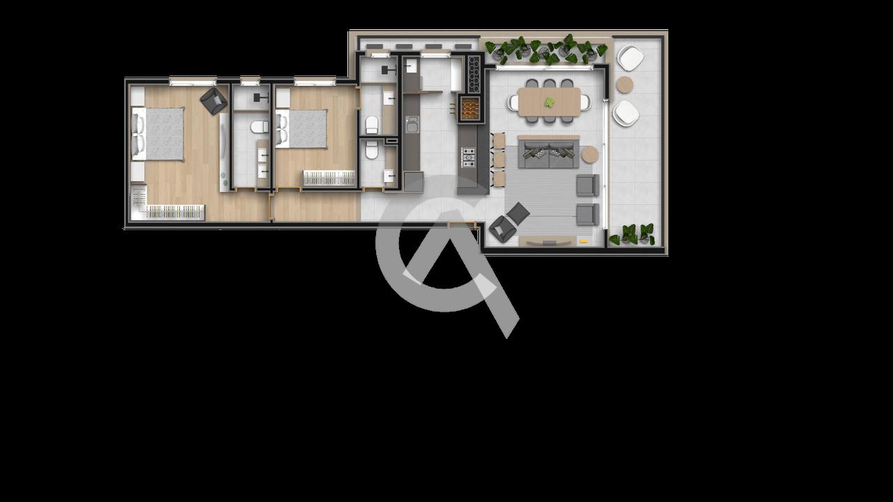 PLANTA B 2 DOUBLE SUÍTE 120M²