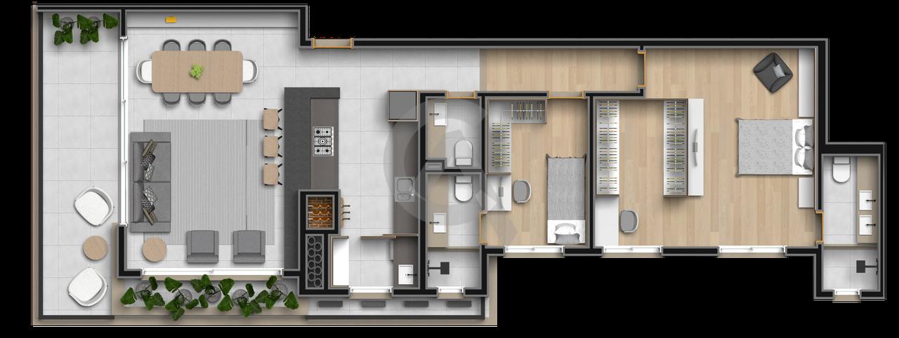Double suíte com closet amplo 125 m²