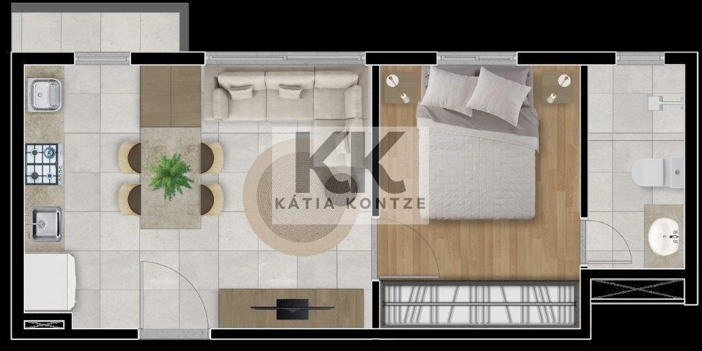 Apartamento The Park Apto POA7956 1 dormitório 30m² João Pessoa Porto Alegre - 