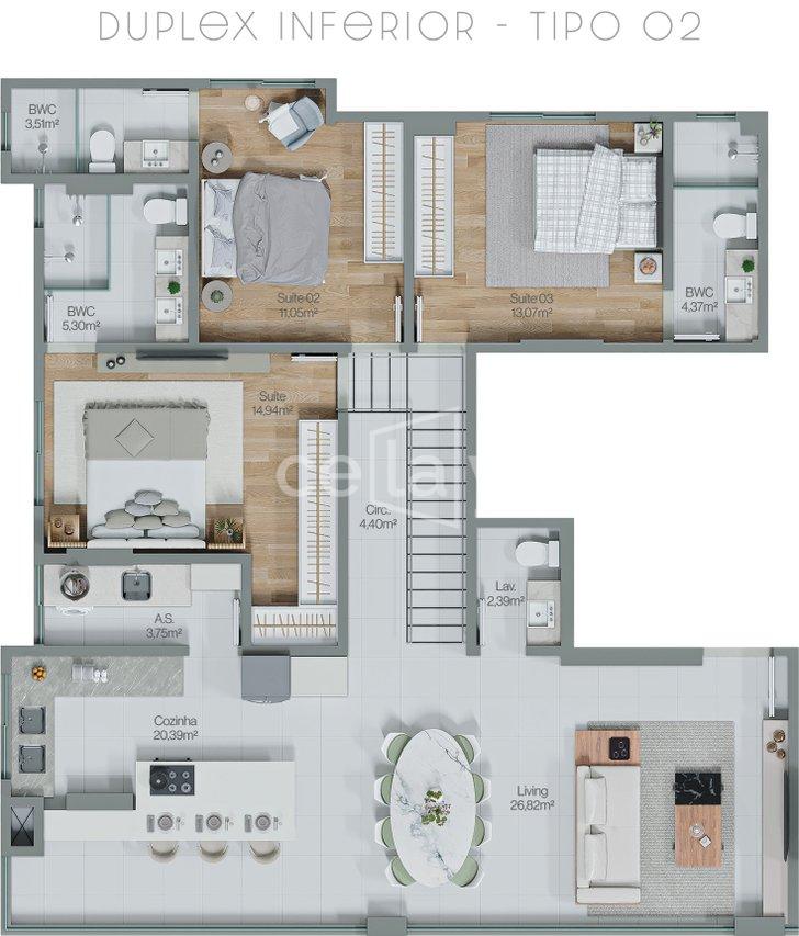 Planta Duplex Inferior Tipo 2