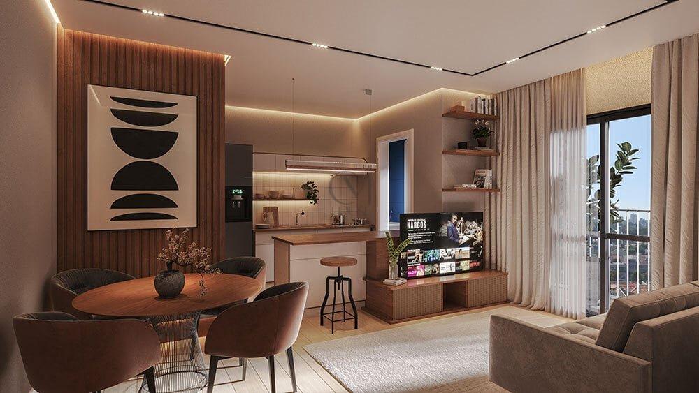 Apartamento Oslo 64.26m² 2D Curupaitis Curitiba - Living