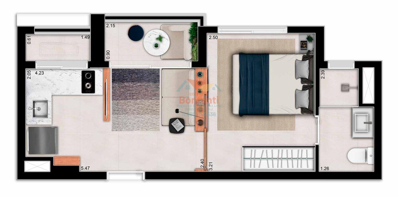 Apartamento com 1 dormitório no Bairro de Santa Cecília - SP Rua das Palmeiras São Paulo - 