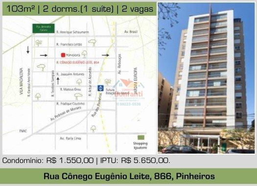 Excelente apartamento com 2 dormitórios (1 suíte) em Pinheiros Rua Cônego Eugênio Leite São Paulo - 