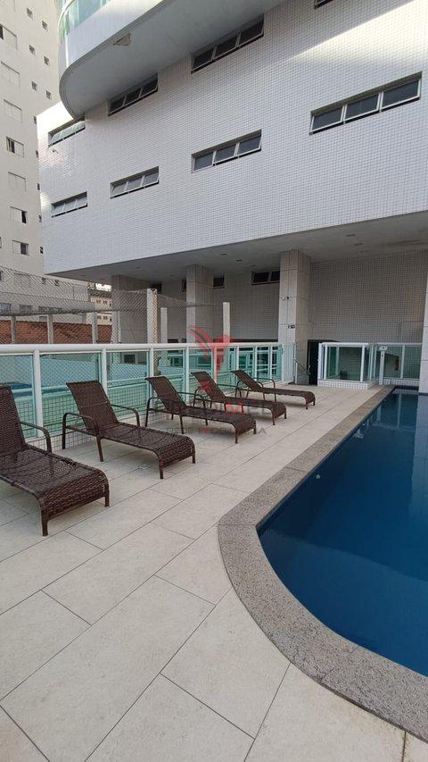 Apartamento com varandão novo de 3 Suites á venda com vista mar no Tupi, Praia Grande  Rua Xavantes Praia Grande - 