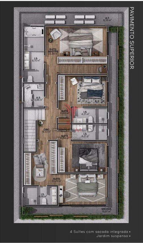 Magnífica Casa com 4 Suites, Jardim Suspenso, Piscina, 4 Vagas de Garagem,em Porto Belo - Porto Belo - 