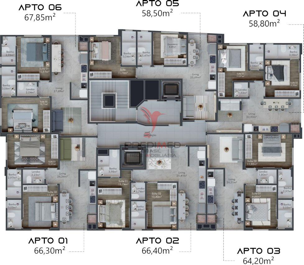 Apartamento em obras, com excelente localização! Rua 442 Itapema - 