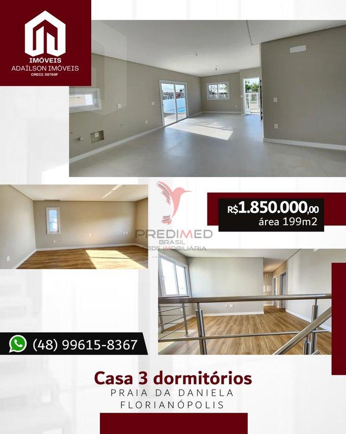 *Casa com 3 Dormitórios à venda,199 m² por R$ 1.850.000 - Daniela - Florianópolis/SCBrasil Rua dos Girassóis Florianópolis - 