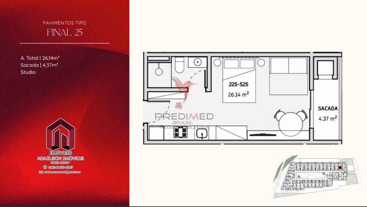 Lançamento-COBERTURA COM 2 DORMITÓRIOS NO ONDARA RESIDENCE, STUDIOS CANAJURÊ,FLORIPA - SC Rodovia Tertuliano Brito Xavier Florianópolis - 