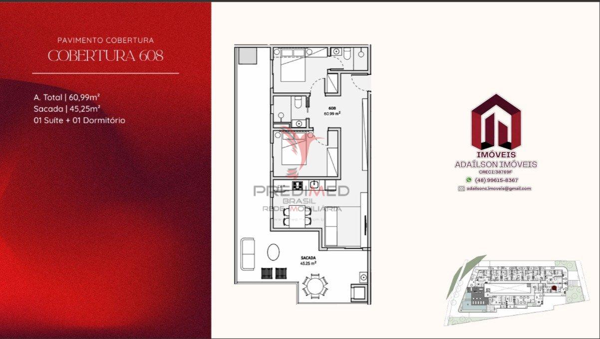 Lançamento-COBERTURA COM 2 DORMITÓRIOS NO ONDARA RESIDENCE, STUDIOS CANAJURÊ,FLORIPA - SC Rodovia Tertuliano Brito Xavier Florianópolis - 