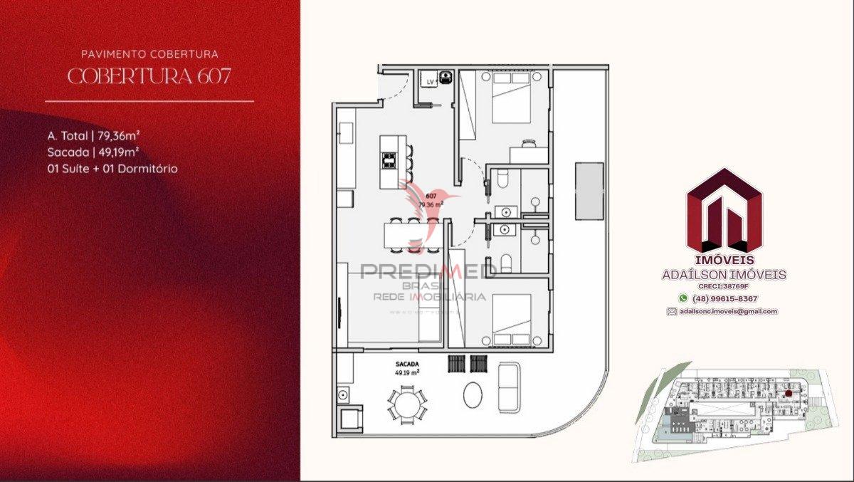 Lançamento-COBERTURA COM 2 DORMITÓRIOS NO ONDARA RESIDENCE, STUDIOS CANAJURÊ,FLORIPA - SC Rodovia Tertuliano Brito Xavier Florianópolis - 