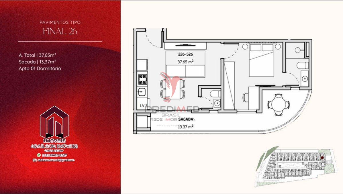 Lançamento-COBERTURA COM 2 DORMITÓRIOS NO ONDARA RESIDENCE, STUDIOS CANAJURÊ,FLORIPA - SC Rodovia Tertuliano Brito Xavier Florianópolis - 