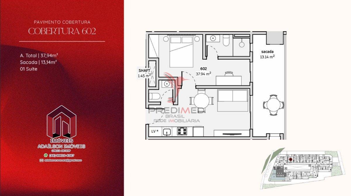 Lançamento-COBERTURA COM 2 DORMITÓRIOS NO ONDARA RESIDENCE, STUDIOS CANAJURÊ,FLORIPA - SC Rodovia Tertuliano Brito Xavier Florianópolis - 