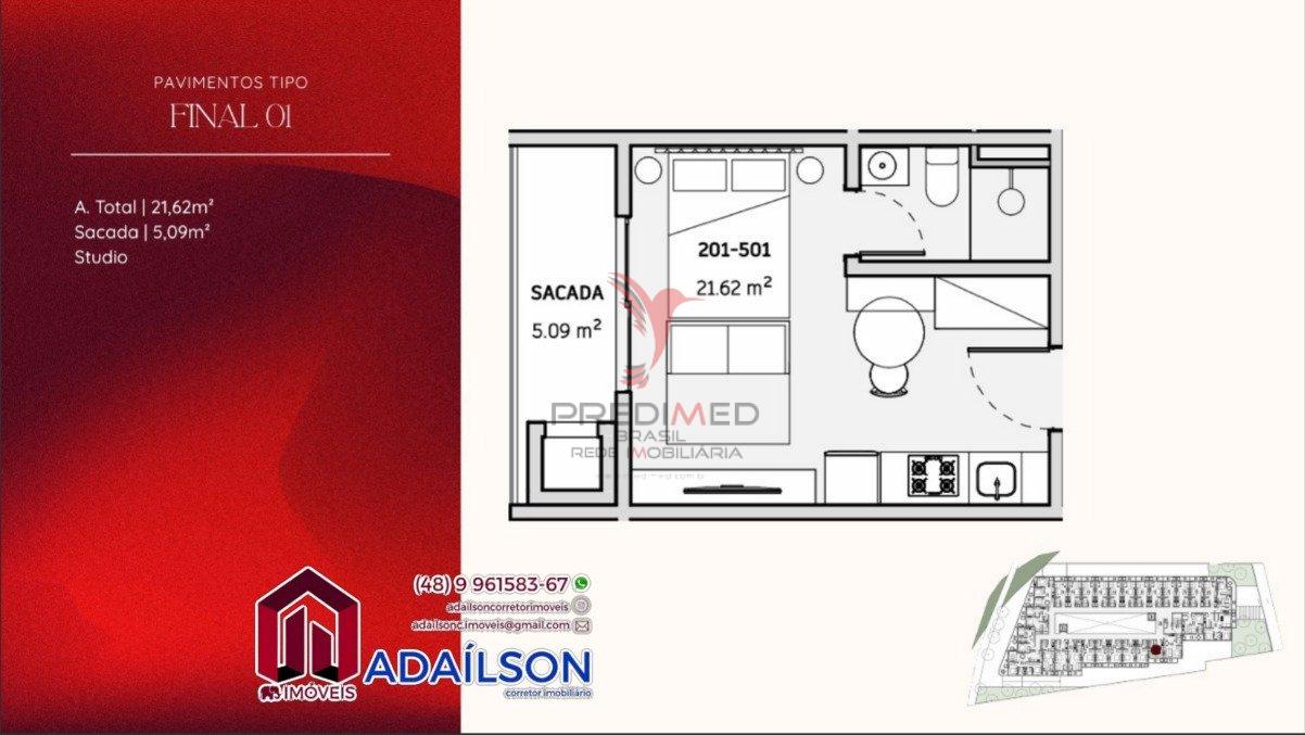 Lançamento-COBERTURA COM 2 DORMITÓRIOS NO ONDARA RESIDENCE, STUDIOS CANAJURÊ,FLORIPA - SC Rodovia Tertuliano Brito Xavier Florianópolis - 