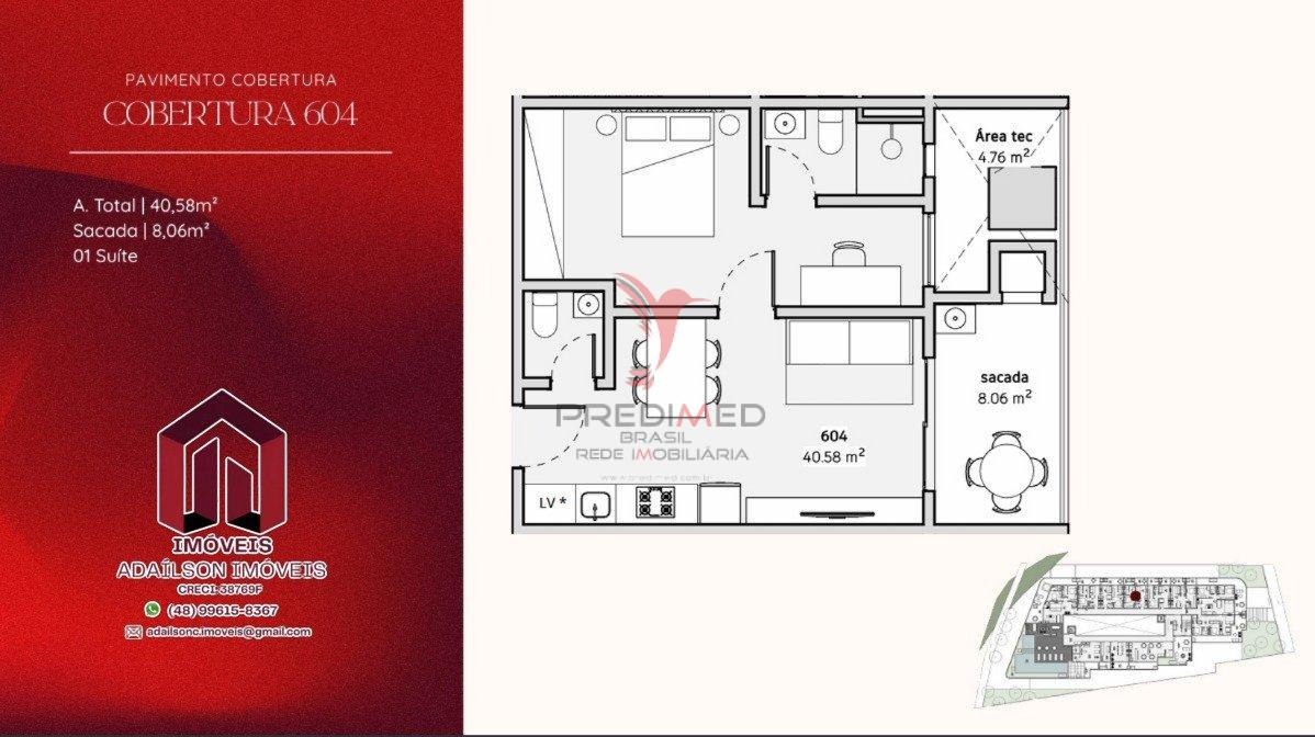 Lançamento-COBERTURA COM 2 DORMITÓRIOS NO ONDARA RESIDENCE, STUDIOS CANAJURÊ,FLORIPA - SC Rodovia Tertuliano Brito Xavier Florianópolis - 