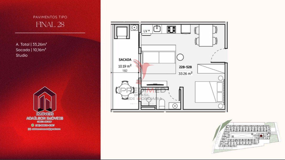 Lançamento-COBERTURA COM 2 DORMITÓRIOS NO ONDARA RESIDENCE, STUDIOS CANAJURÊ,FLORIPA - SC Rodovia Tertuliano Brito Xavier Florianópolis - 