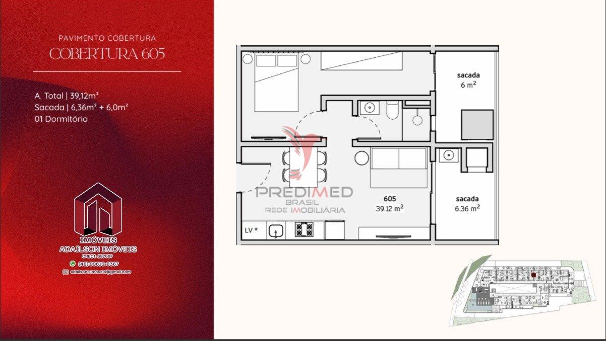 Lançamento-COBERTURA COM 2 DORMITÓRIOS NO ONDARA RESIDENCE, STUDIOS CANAJURÊ,FLORIPA - SC Rodovia Tertuliano Brito Xavier Florianópolis - 