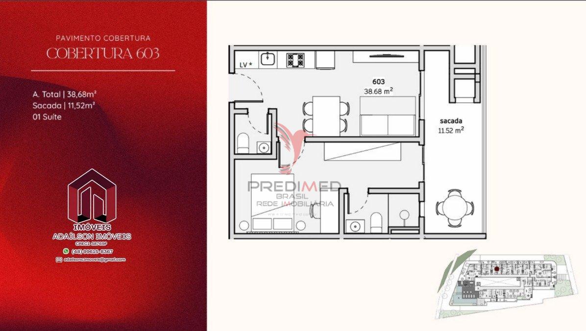 Lançamento-COBERTURA COM 2 DORMITÓRIOS NO ONDARA RESIDENCE, STUDIOS CANAJURÊ,FLORIPA - SC Rodovia Tertuliano Brito Xavier Florianópolis - 