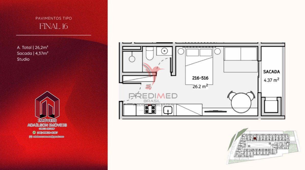 Lançamento-COBERTURA COM 2 DORMITÓRIOS NO ONDARA RESIDENCE, STUDIOS CANAJURÊ,FLORIPA - SC Rodovia Tertuliano Brito Xavier Florianópolis - 