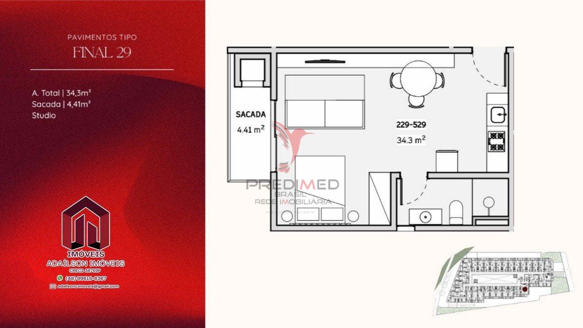 Lançamento-COBERTURA COM 2 DORMITÓRIOS NO ONDARA RESIDENCE, STUDIOS CANAJURÊ,FLORIPA - SC Rodovia Tertuliano Brito Xavier Florianópolis - 