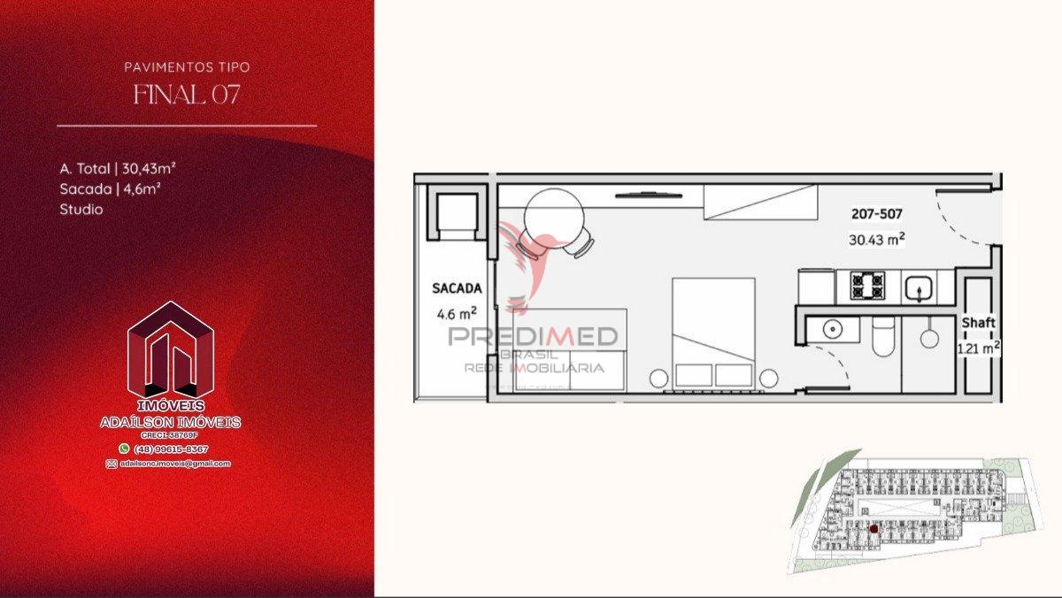 Lançamento-COBERTURA COM 2 DORMITÓRIOS NO ONDARA RESIDENCE, STUDIOS CANAJURÊ,FLORIPA - SC Rodovia Tertuliano Brito Xavier Florianópolis - 