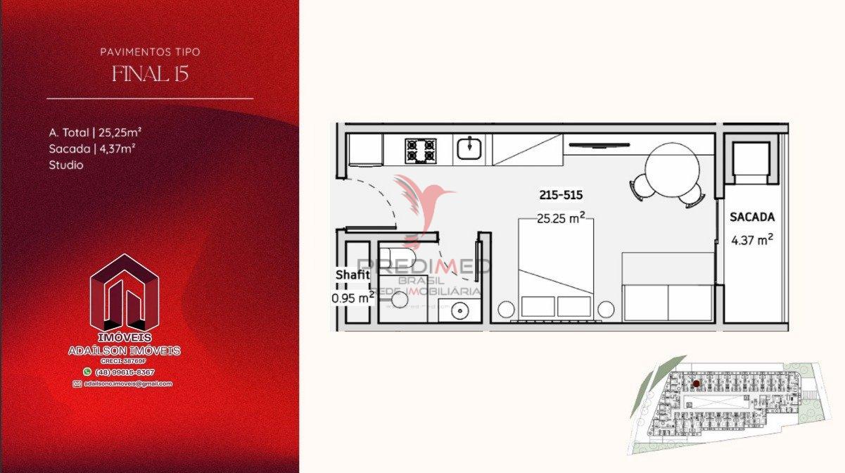 Lançamento-COBERTURA COM 2 DORMITÓRIOS NO ONDARA RESIDENCE, STUDIOS CANAJURÊ,FLORIPA - SC Rodovia Tertuliano Brito Xavier Florianópolis - 