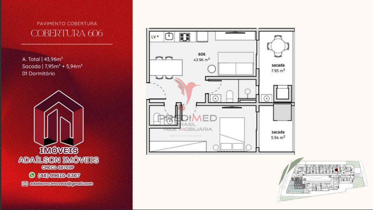 Lançamento-COBERTURA COM 2 DORMITÓRIOS NO ONDARA RESIDENCE, STUDIOS CANAJURÊ,FLORIPA - SC Rodovia Tertuliano Brito Xavier Florianópolis - 
