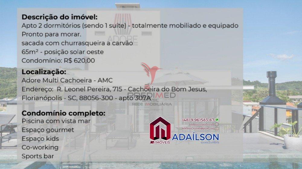 Apartamentos mobiliado 800 metros da praia cachoeira do bom jesus Florian&oacute;polis SC Rua Leonel Pereira Florianópolis - 