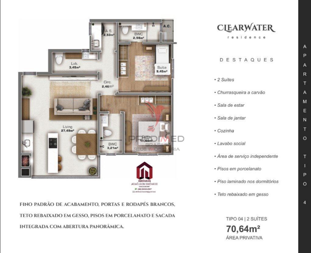 Apartamento &aacute; venda no Clearwater Residence Cambori&uacute; SC BRASIL Rua Santo Artur Camboriú - 