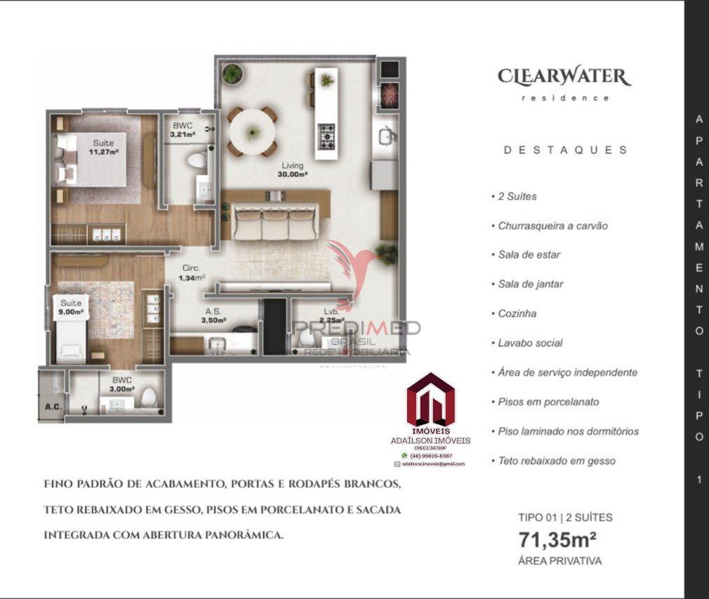 Apartamento &aacute; venda no Clearwater Residence Cambori&uacute; SC BRASIL Rua Santo Artur Camboriú - 