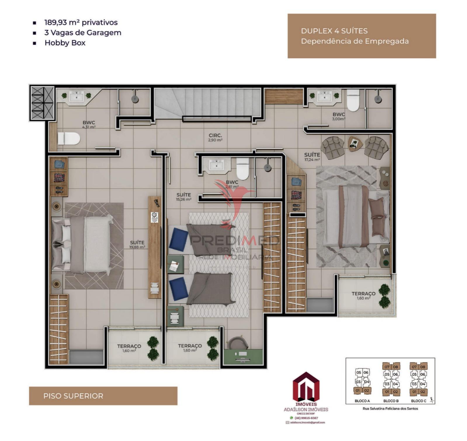 PORTAL DO ITACORUBI Aptos 3 e 4 Dormitorios  Bairro Itacorubi - Florian&oacute;polis/SC Brasil Rua Salvatina Feliciana dos Santos Florianópolis - 