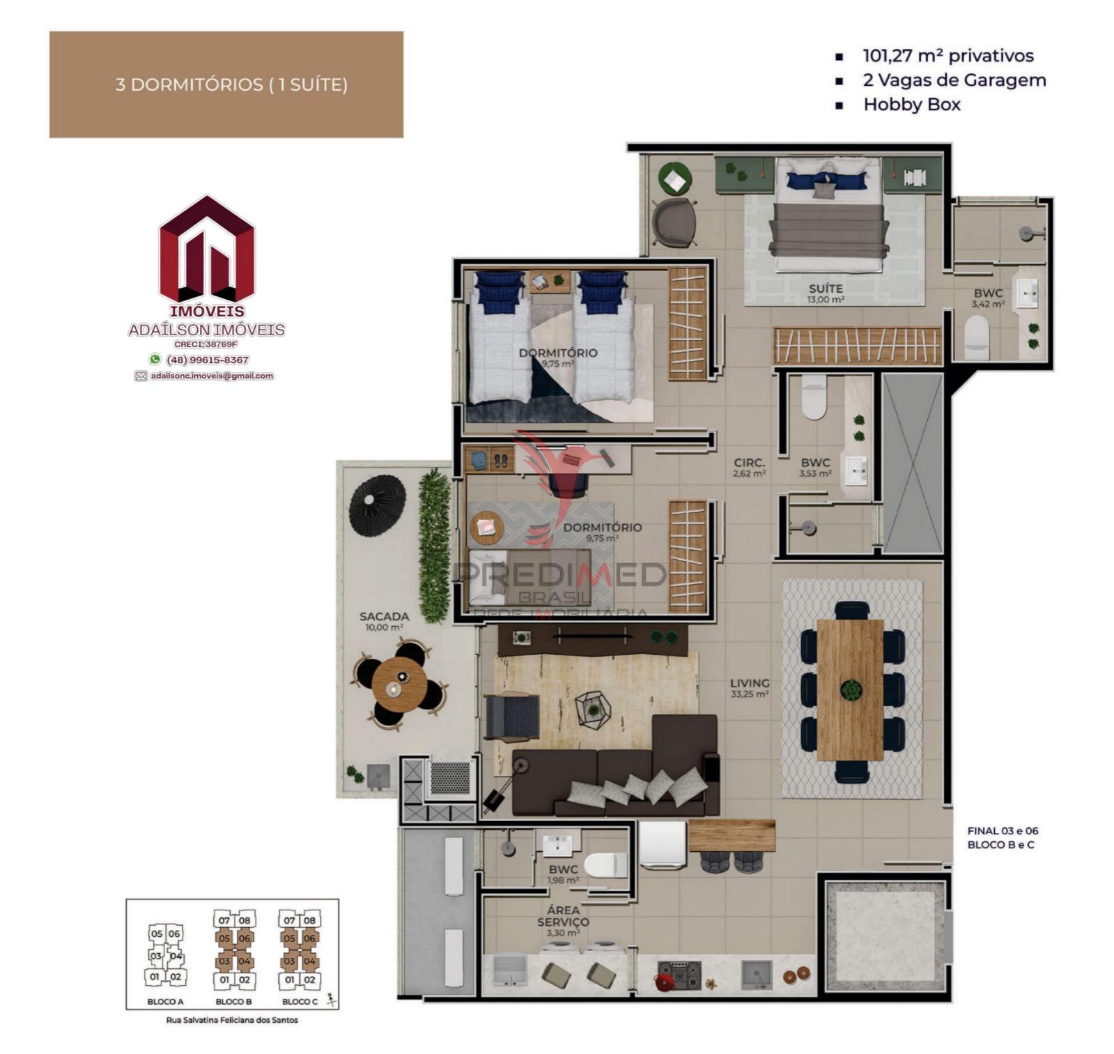 PORTAL DO ITACORUBI Aptos 3 e 4 Dormitorios  Bairro Itacorubi - Florian&oacute;polis/SC Brasil Rua Salvatina Feliciana dos Santos Florianópolis - 