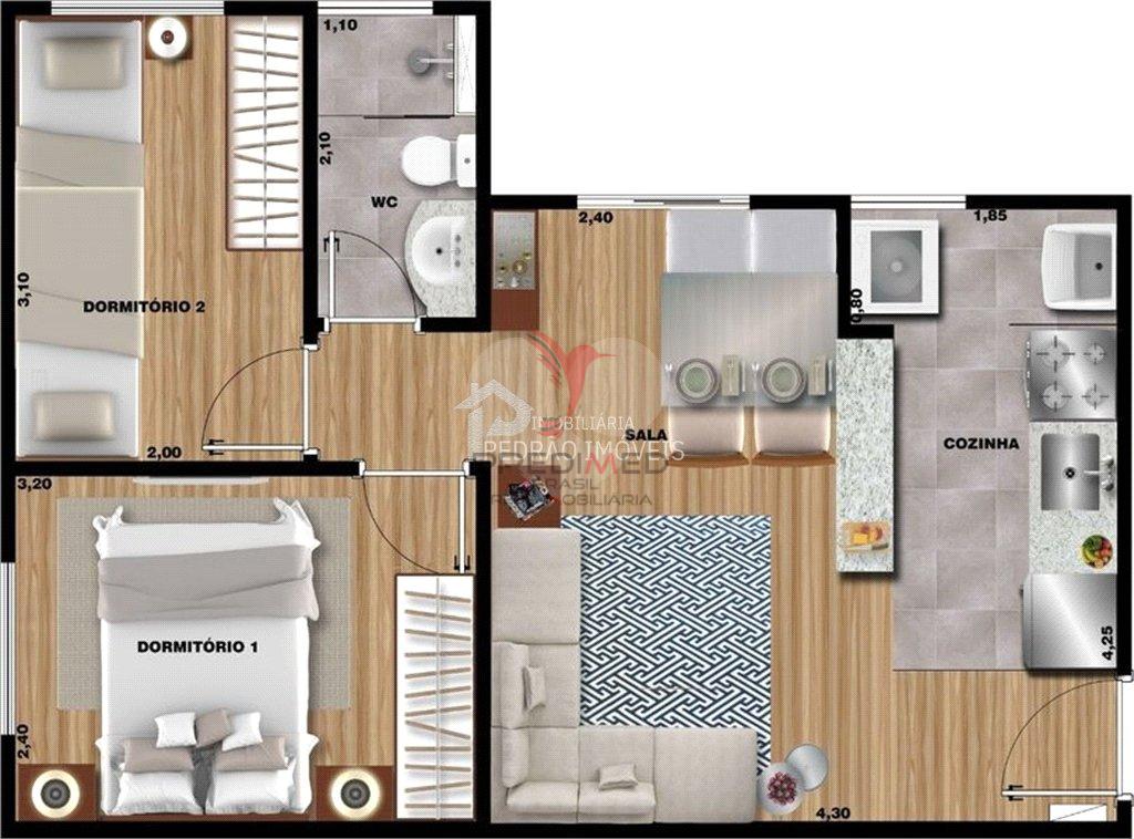 Apartamento de 2 quartos, 38m&sup2; no bairro Centro, em Len&ccedil;&oacute;is Paulista  Lençóis Paulista - 