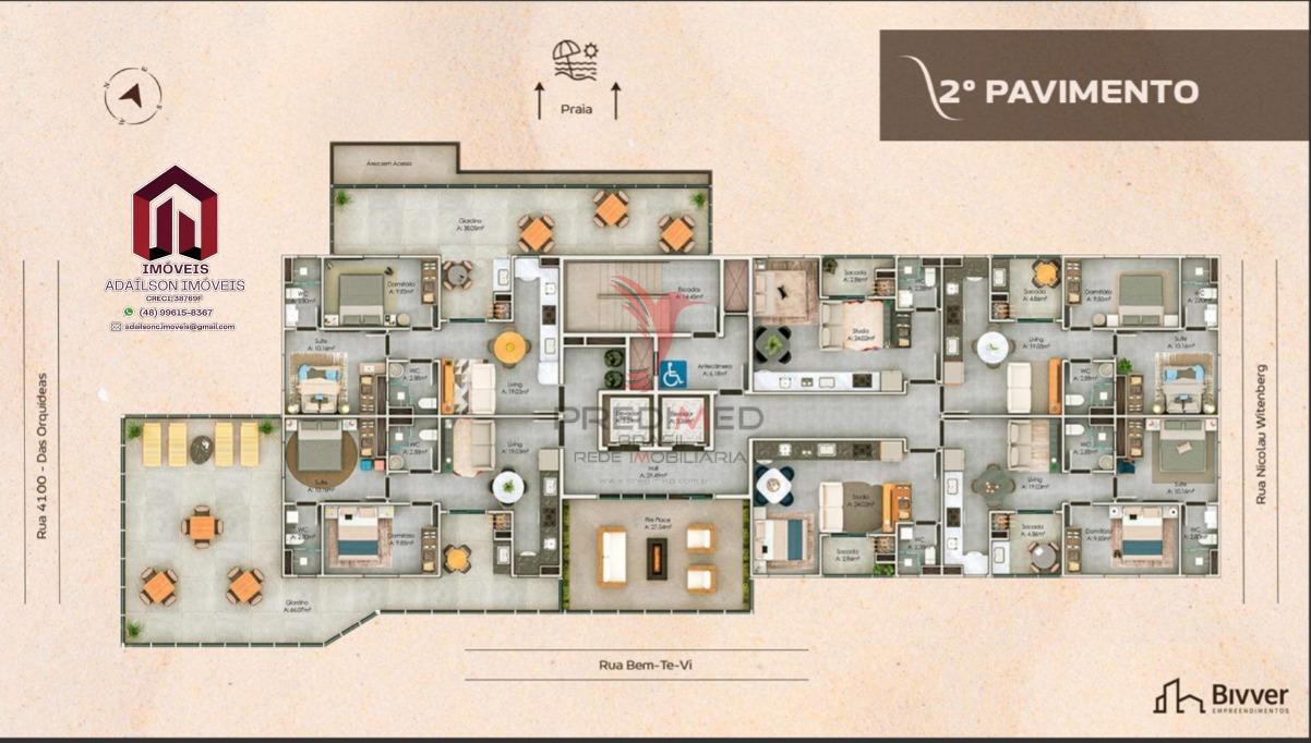 Apartamentos 1, 33m2 e 2 Dorm 58m2 no Bivver Residence Em Pi&ccedil;arras SC BRASIL  Balneário Piçarras - 