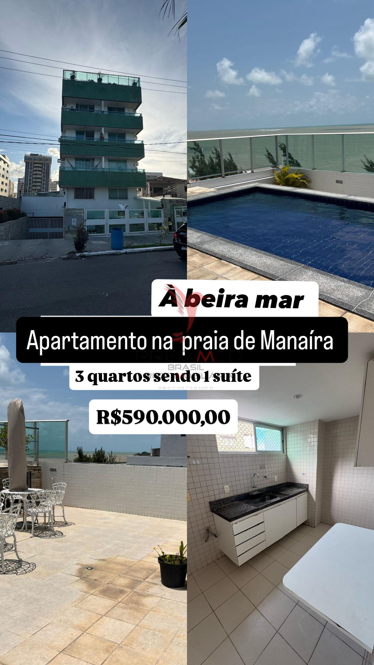 Apartamento no bairro Mana&iacute;ra a beira mar Avenida João Maurício João Pessoa - 