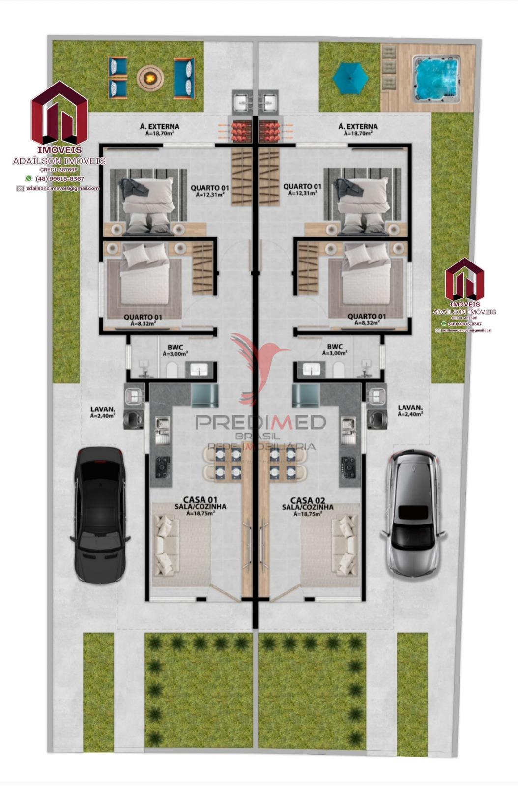 CASA MODERNA 2 DORMIT&Oacute;RIOS BAIRRO FORQUILHAS   EM SAO JOSE SC BRASIL Rua Antônio Jovita Duarte São José - 