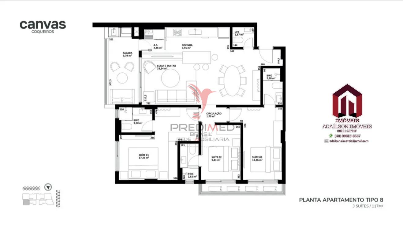 Apartamentos &agrave; venda no Canvas Residence Bairro coqueiros Florian&oacute;polis SC Brasil Rua Bento Góia Florianópolis - 